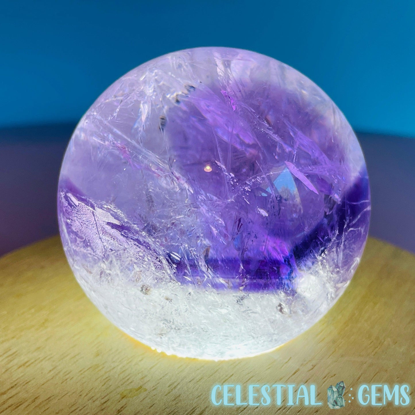 High Grade 'Trapiche' Phantom Amethyst Medium Sphere (Video)