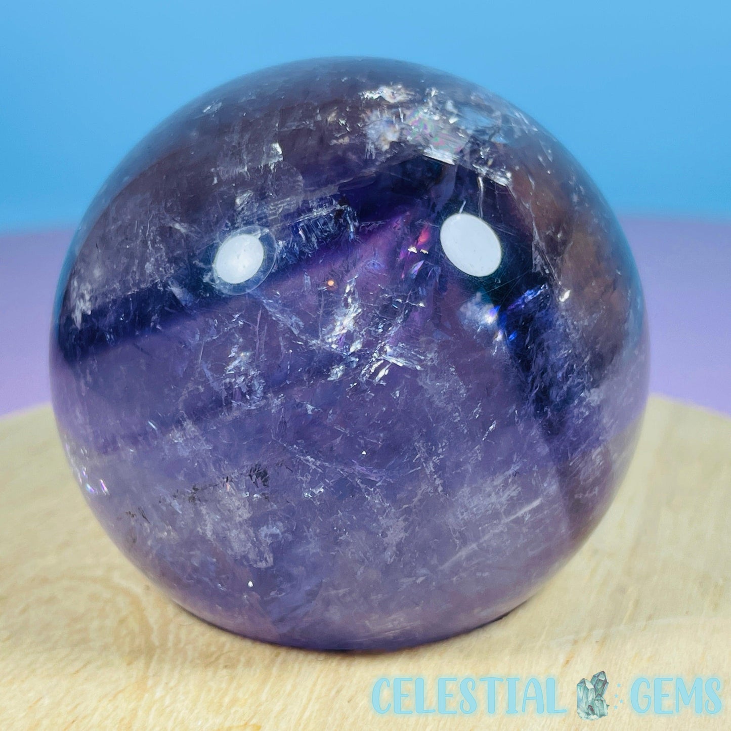 High Grade 'Trapiche' Phantom Amethyst Medium Sphere (Video)