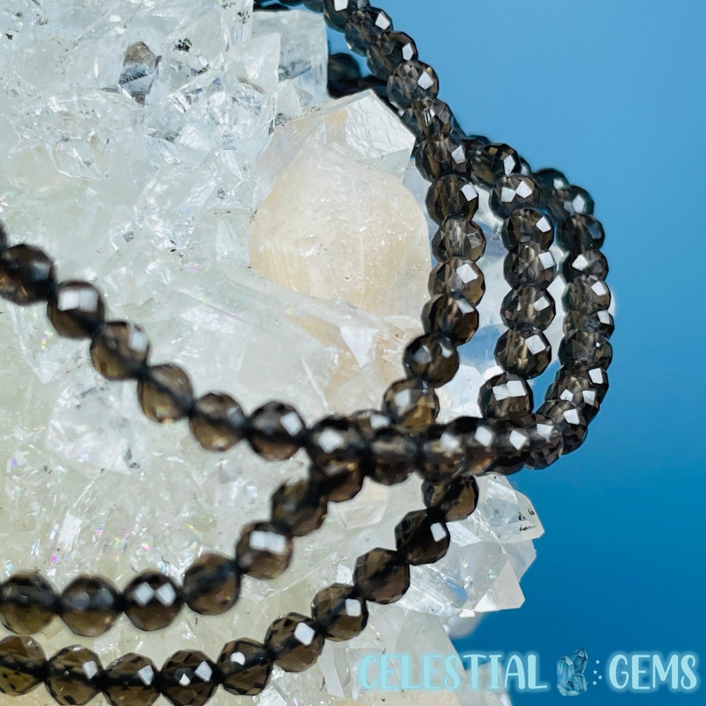 Smoky Quartz Faceted 3mm Bracelet