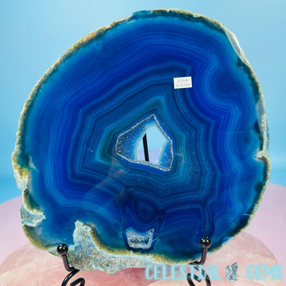 Druzy Blue Dyed Agate Large Polished Slice