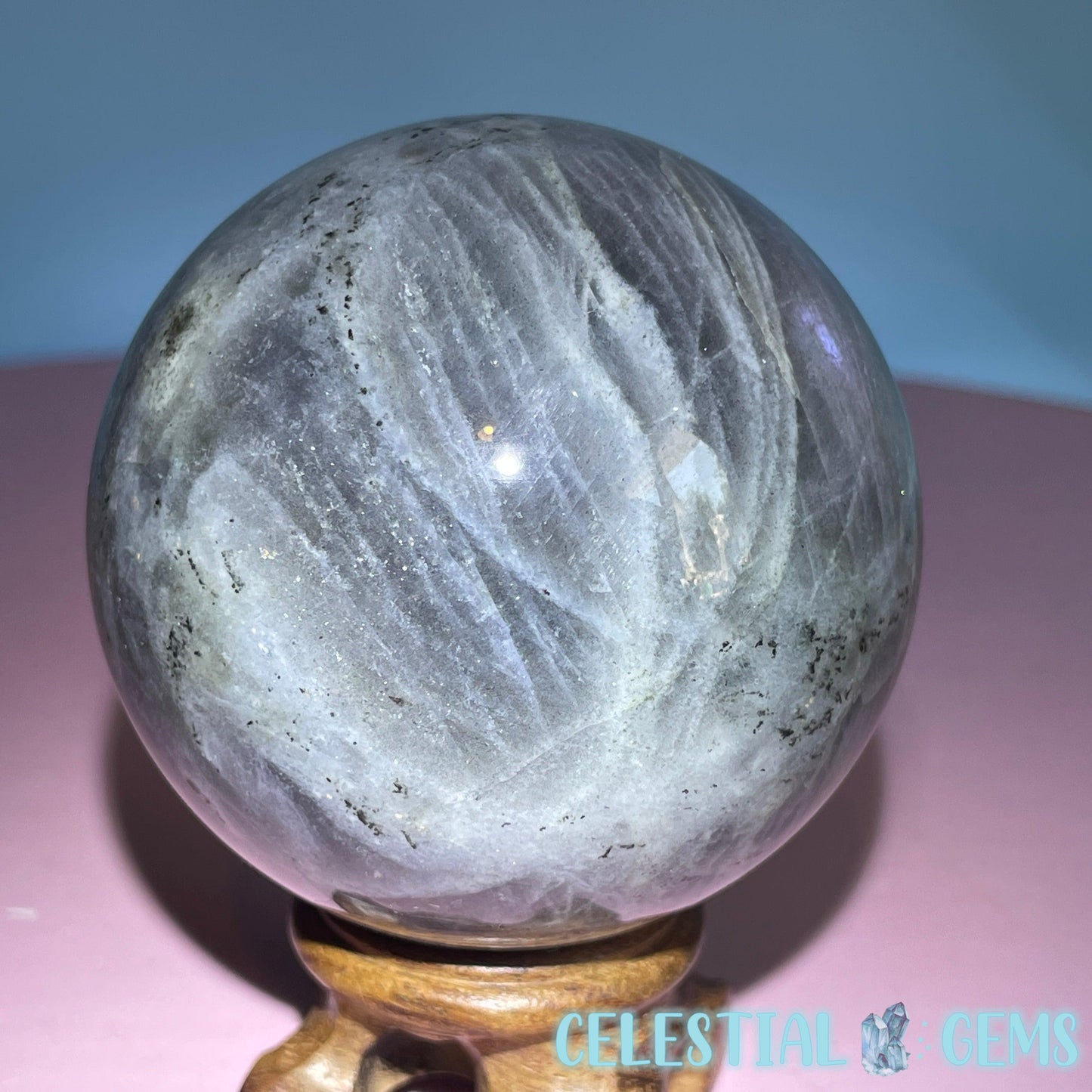 Purple Labradorite Large Sphere (Video)