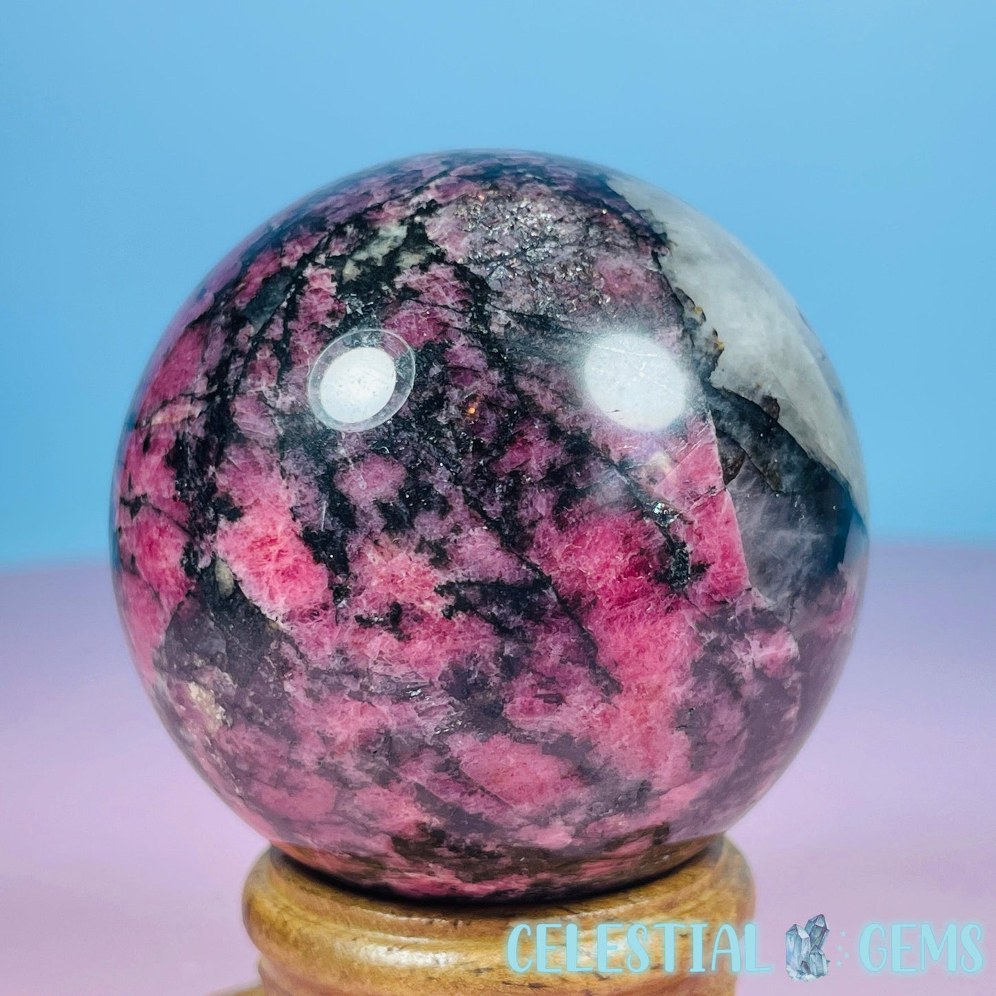 High Grade Rhodonite + Quartz Medium Sphere