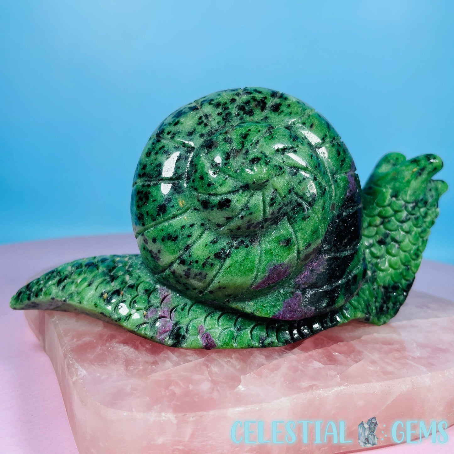 Ruby in Zoisite Snail Large Carving