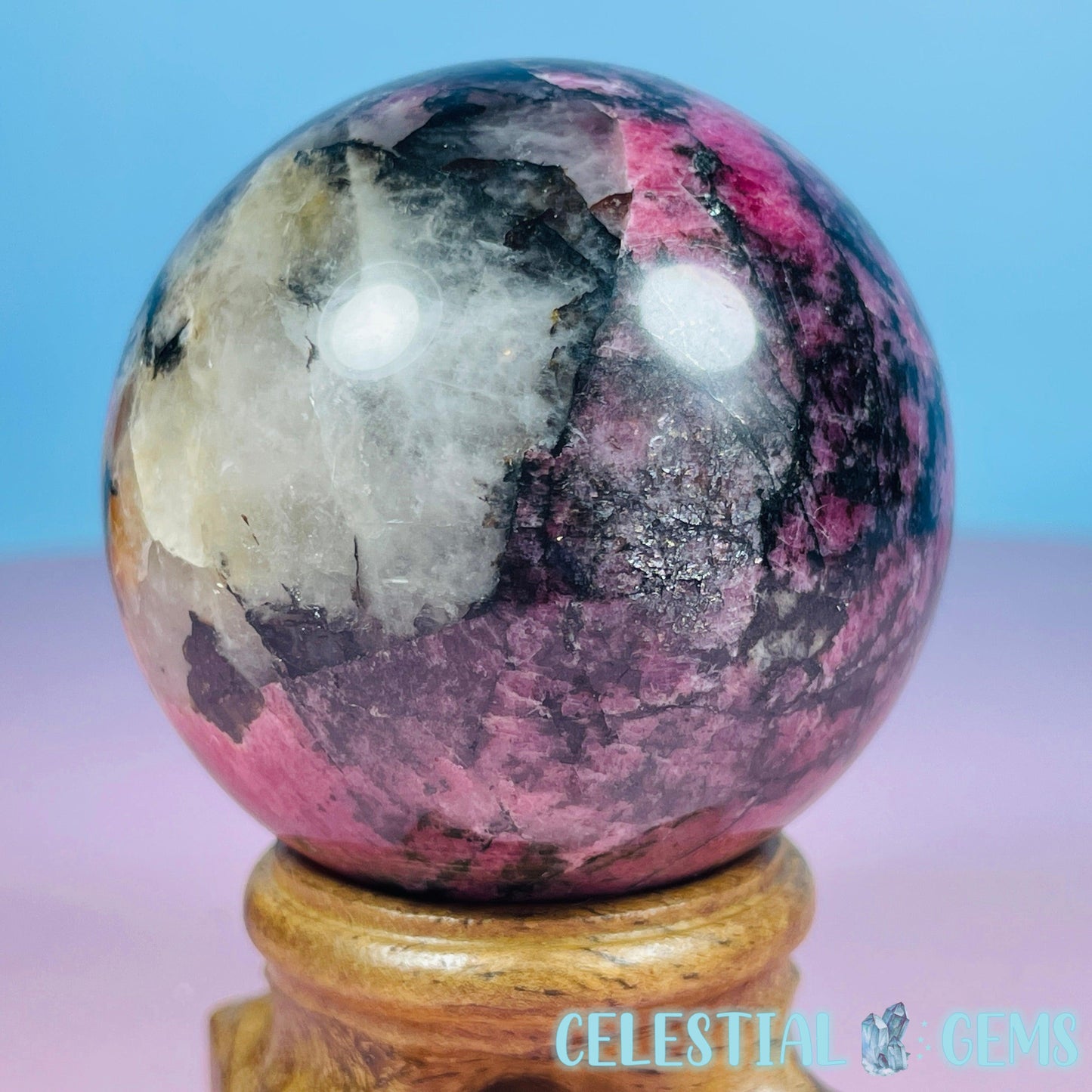 High Grade Rhodonite + Quartz Medium Sphere