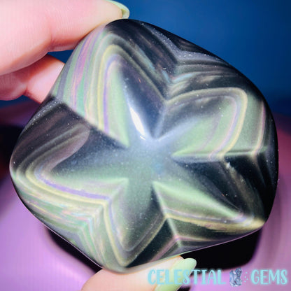 Rainbow Obsidian Star Medium Carving (Video)