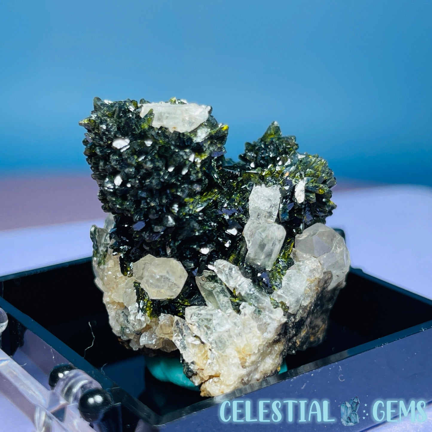 Epidote + Smoky Quartz Mini Cluster Specimen