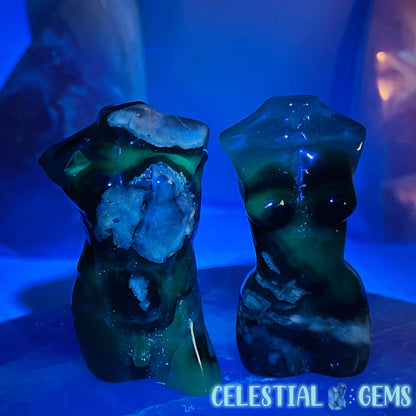 Volcanic Agate (Uranyl Chalcedony) Lady + Man Body Small Carving Set