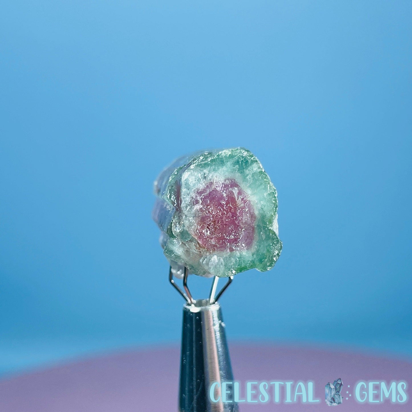 Cotton Candy Tourmaline Whole Crystal Small Specimen in Display Frame