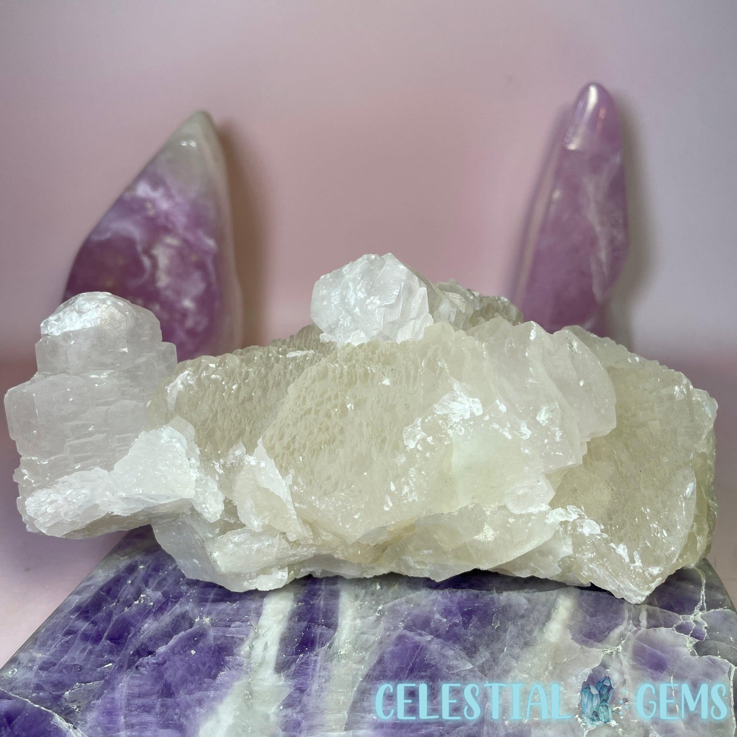 Mangano Calcite Stepped Medium Cluster Specimen C (UV Glow!)