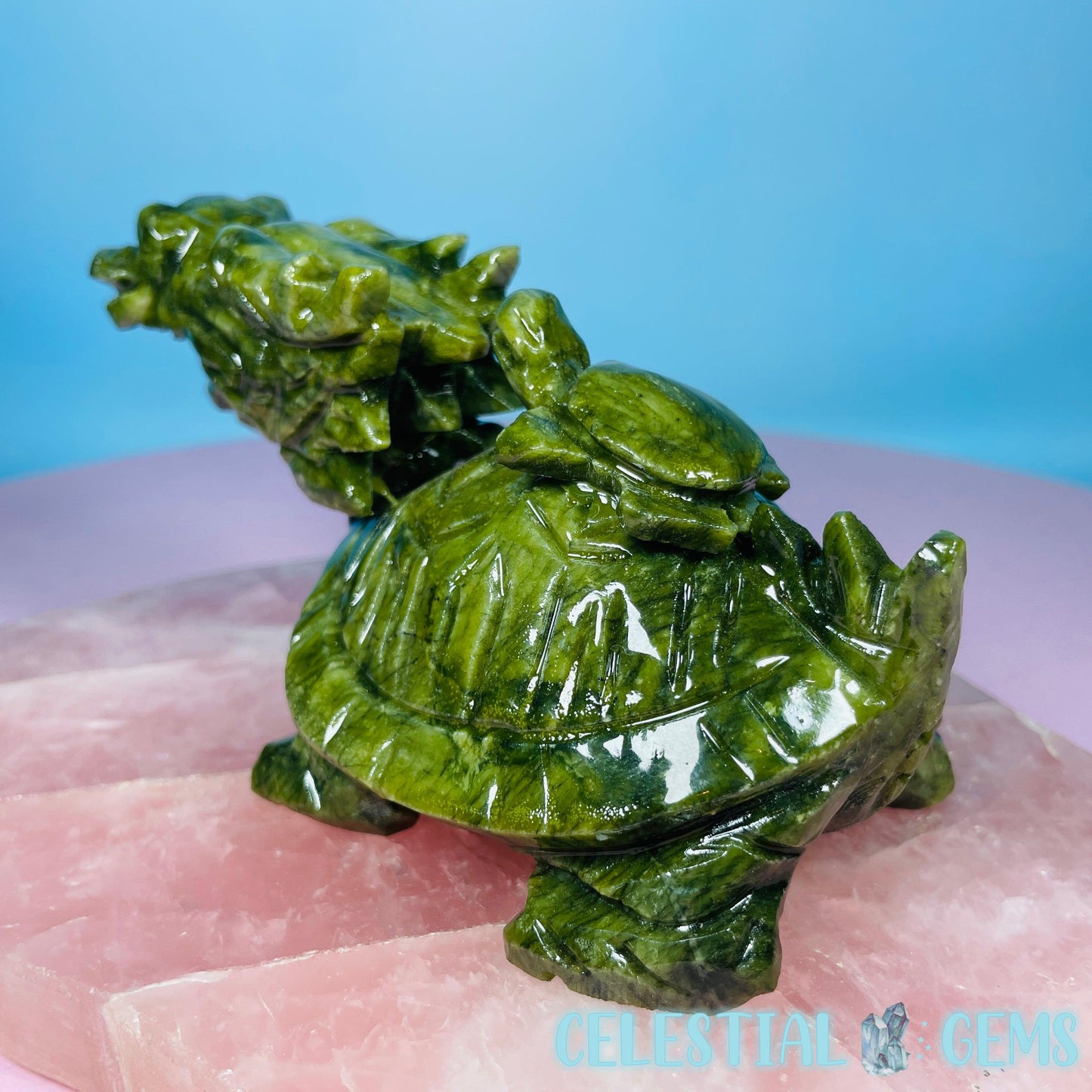 Green Jade 'Pixiu' Dragon Turtle Medium Carving