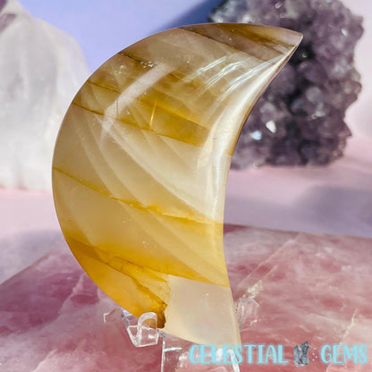 Golden Healer Quartz Moon Medium Carving