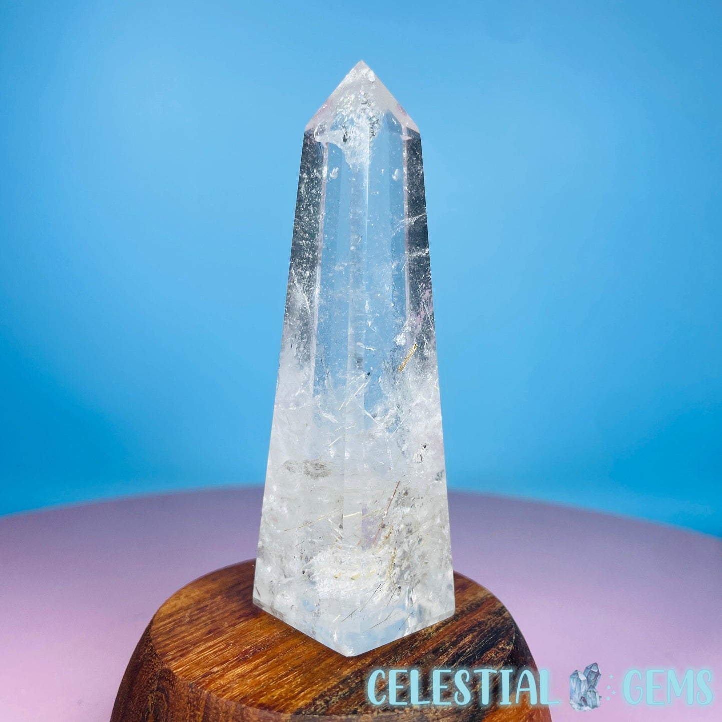 Rutilated Clear Quartz Small Obelisk Tower