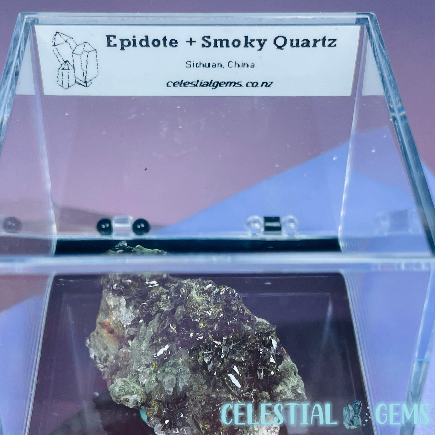 Epidote + Smoky Quartz Small Cluster Specimen