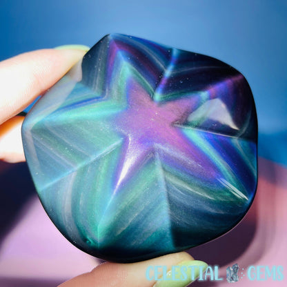 Rainbow Obsidian Star Medium Carving (Video)