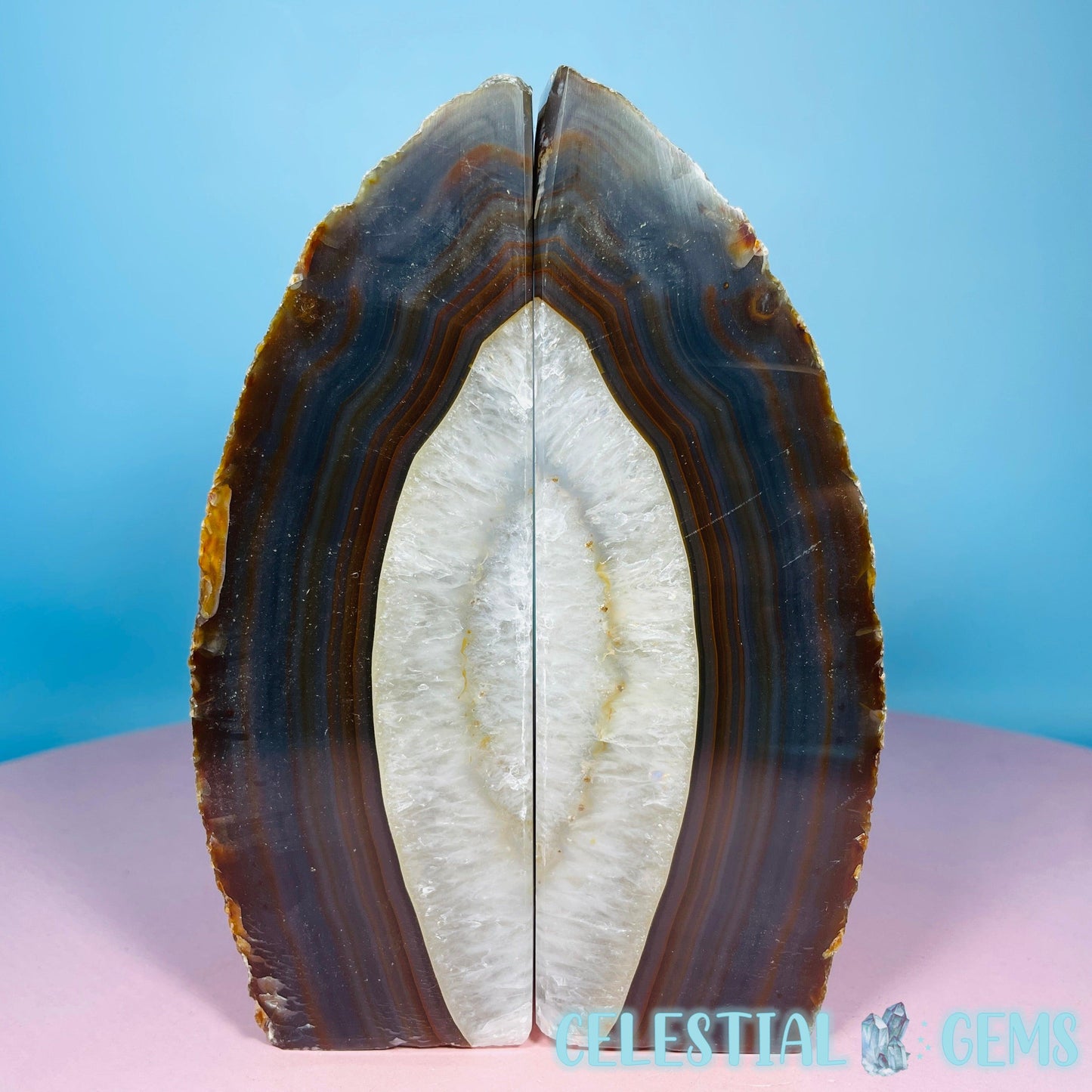 Natural Agate Large Pair of Bookends