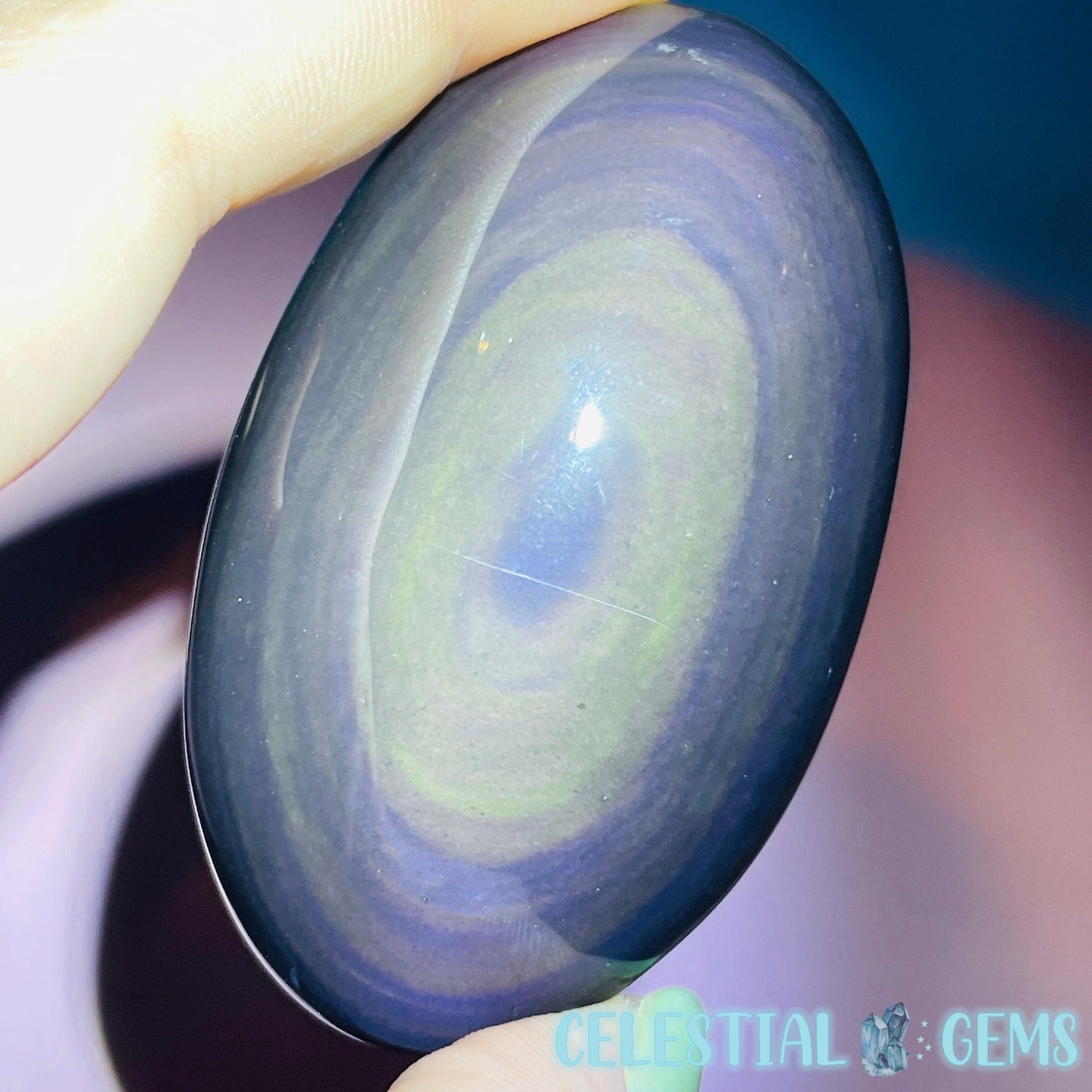 Rainbow Obsidian Palmstone (Video)