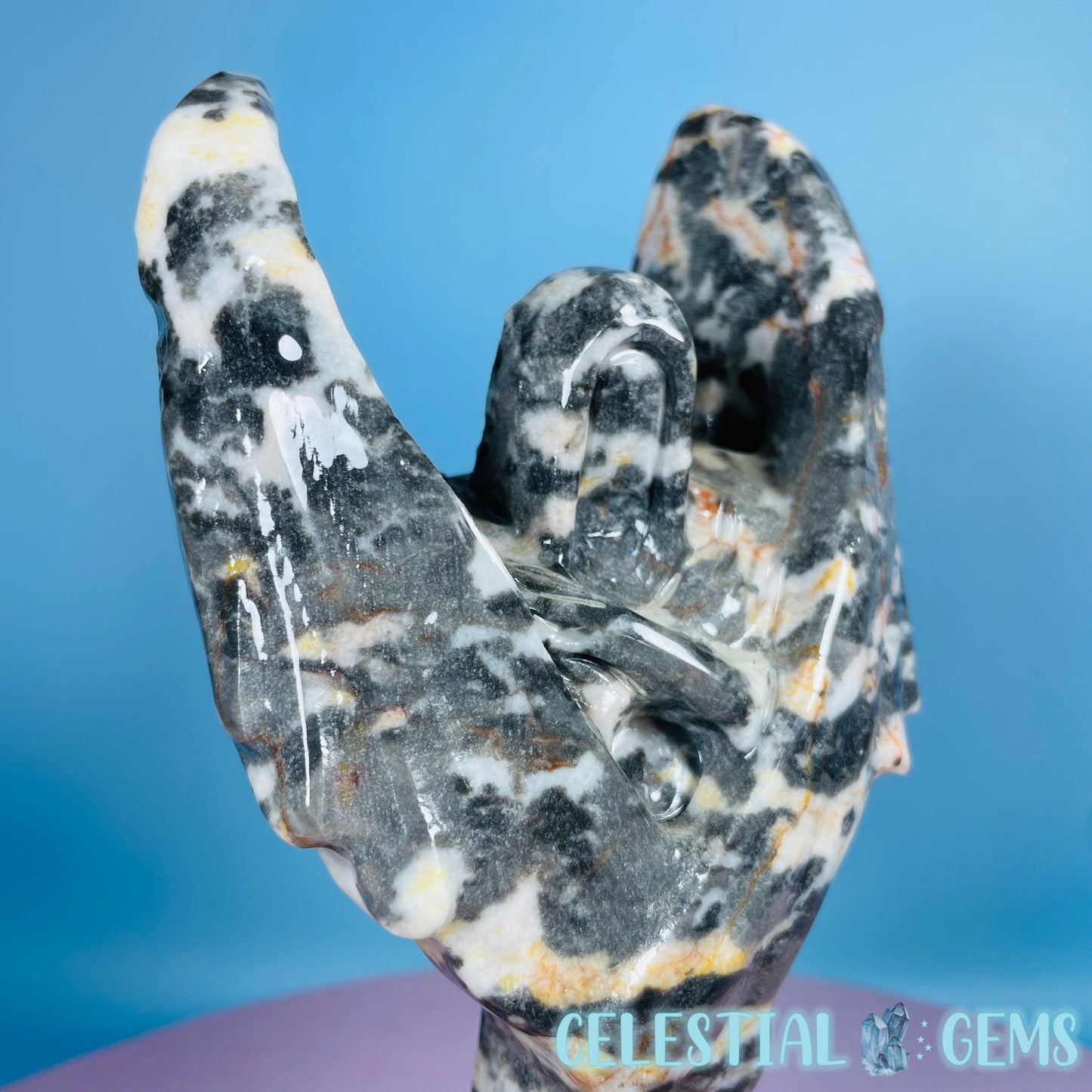 Orange Zebra Jasper 'Angel of Death' Large Carving