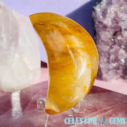 Golden Healer Quartz Moon Medium Carving