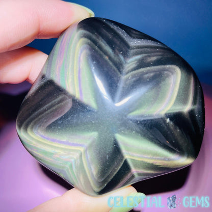 Rainbow Obsidian Star Medium Carving (Video)