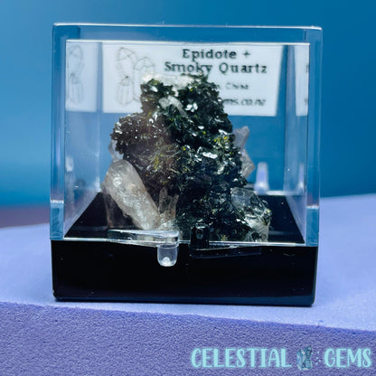 Epidote + Smoky Quartz Mini Cluster Specimen