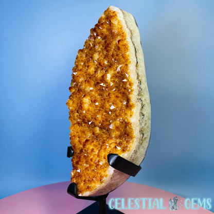 High Quality Citrine (HT) Polished Large Cluster on Metal Stand