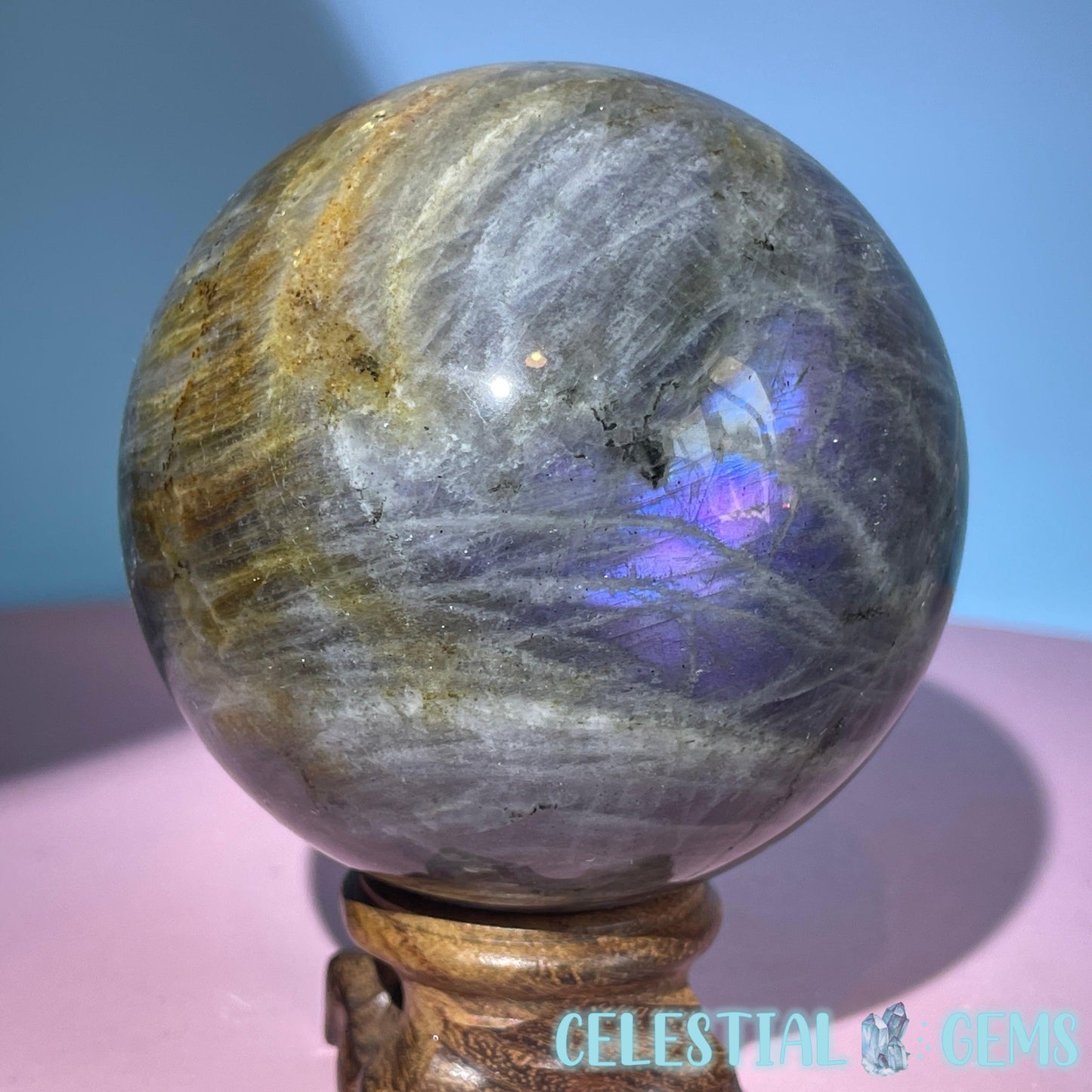 Purple Labradorite Large Sphere (Video)