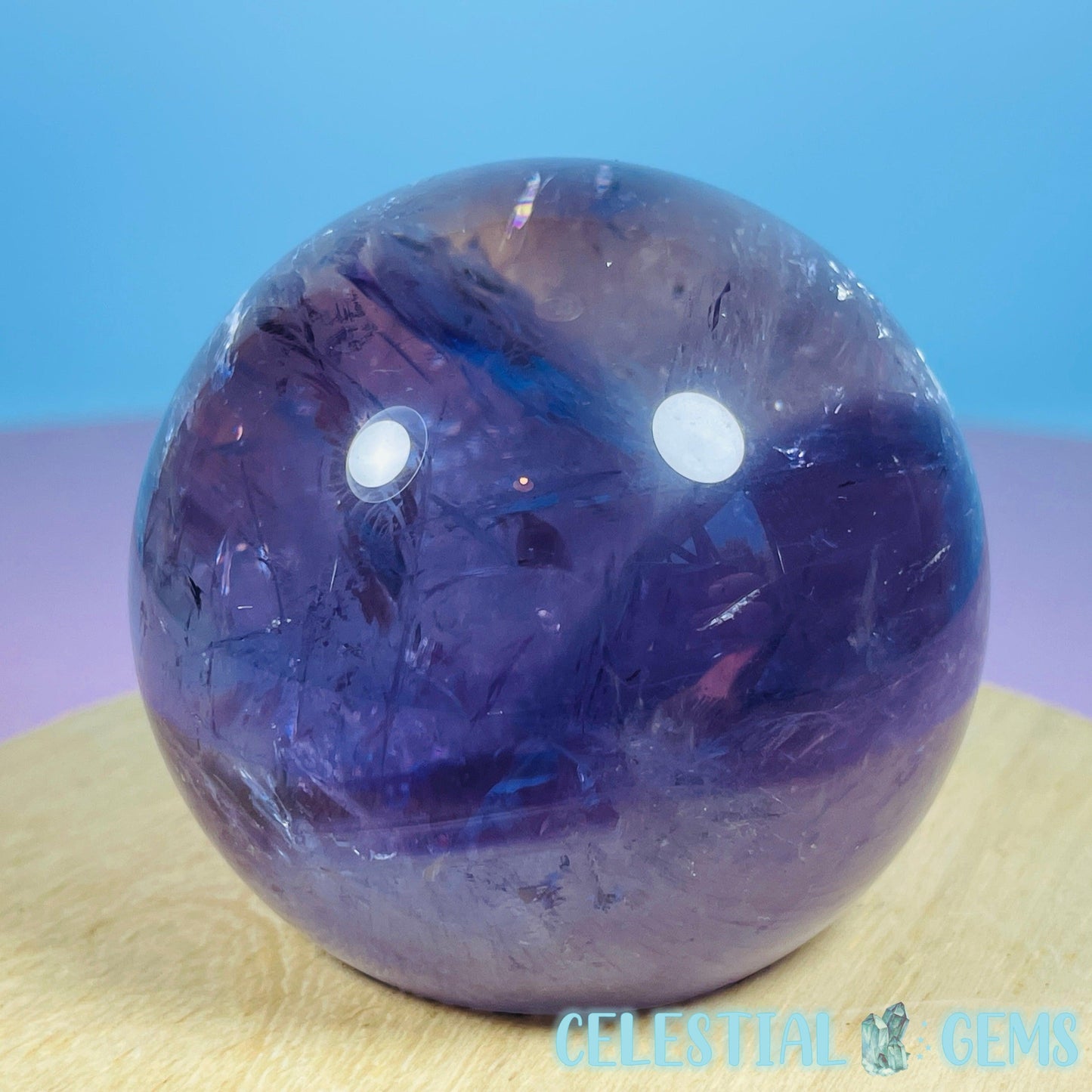 High Grade 'Trapiche' Phantom Amethyst Medium Sphere (Video)