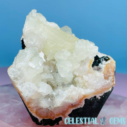 Peach Heulandite + Calcite Cluster Geode Medium Standing Freeform