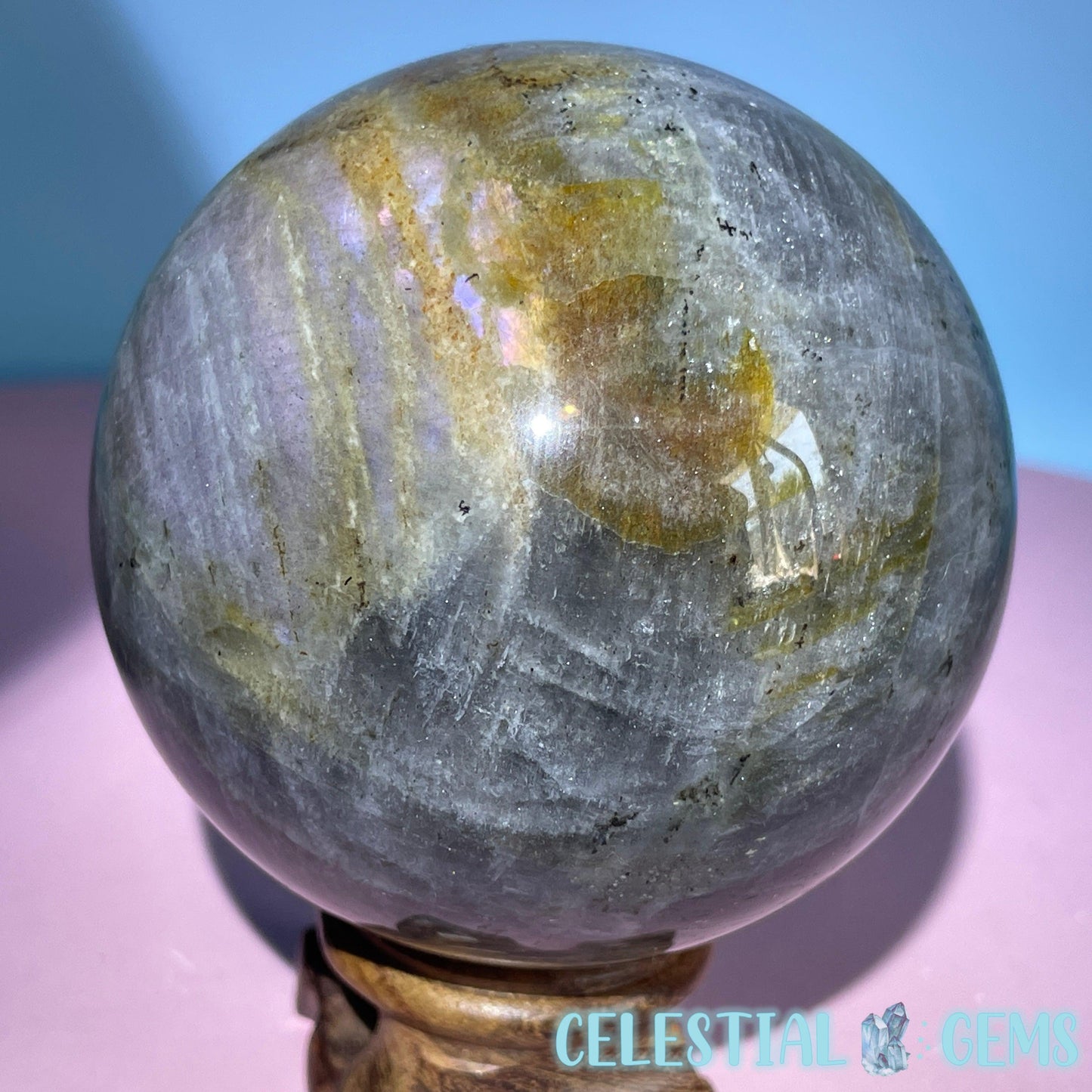 Purple Labradorite Large Sphere (Video)