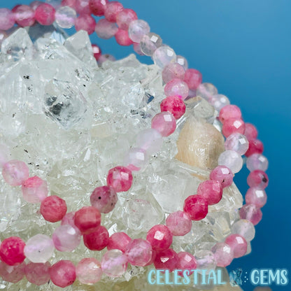 Rhodonite + Quartz Faceted 4mm Bracelet