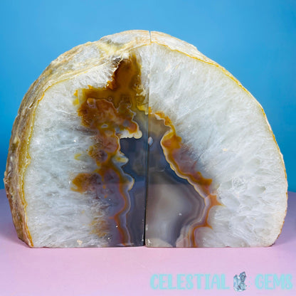 Natural Agate Large Pair of Bookends