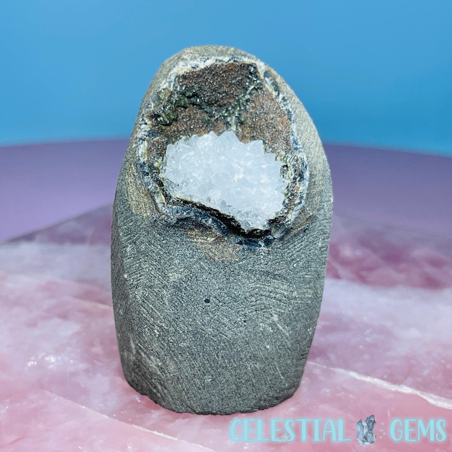 Mixed Zeolite Druzy Geode Small Standing Freeform