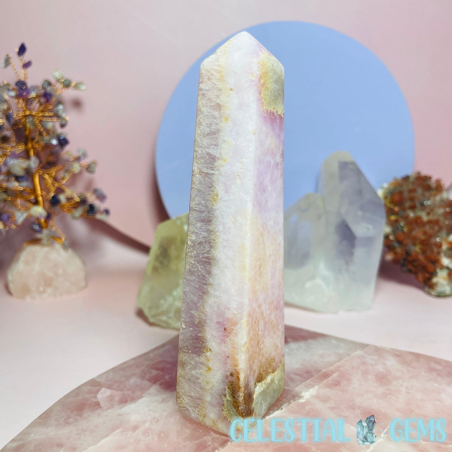 Pink Aragonite Small-Medium Obelisk Tower