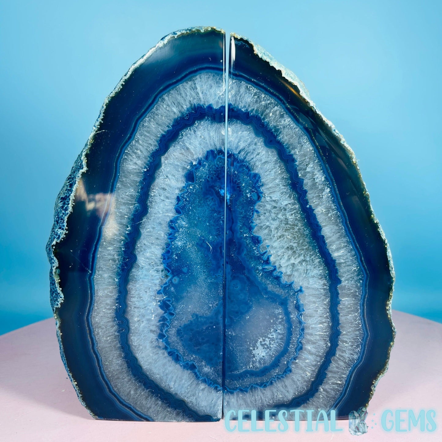 Blue Dyed Agate Extra Large Pair of Bookends