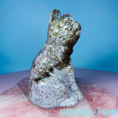 Red Moss Agate Bulldog Medium Carving