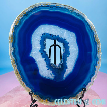 Druzy Blue Dyed Agate Large Polished Slice