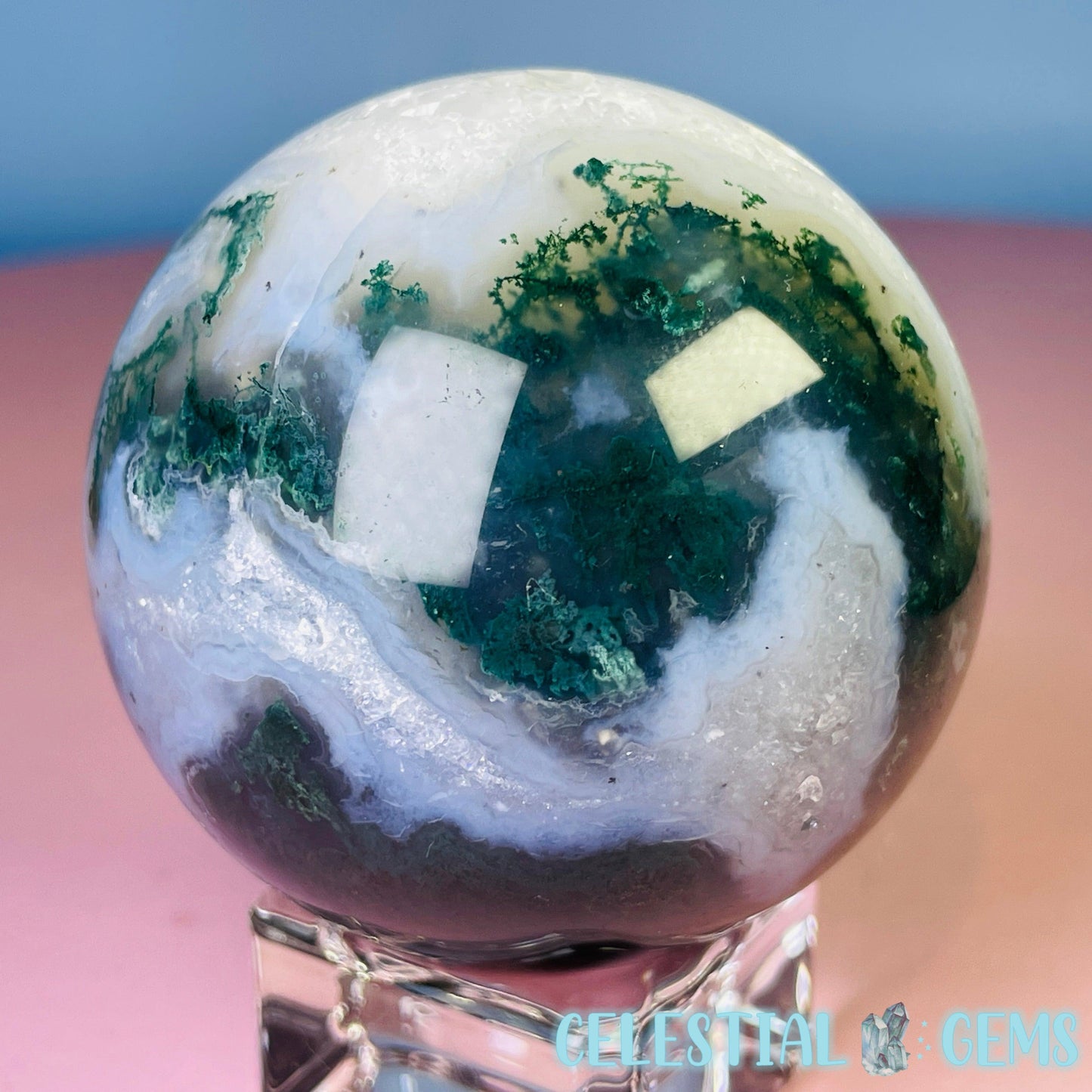 Crystalline Moss Agate Medium Sphere