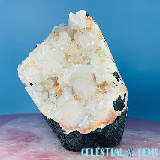 Peach Heulandite + White Stilbite Cluster Geode Standing Medium Freeform