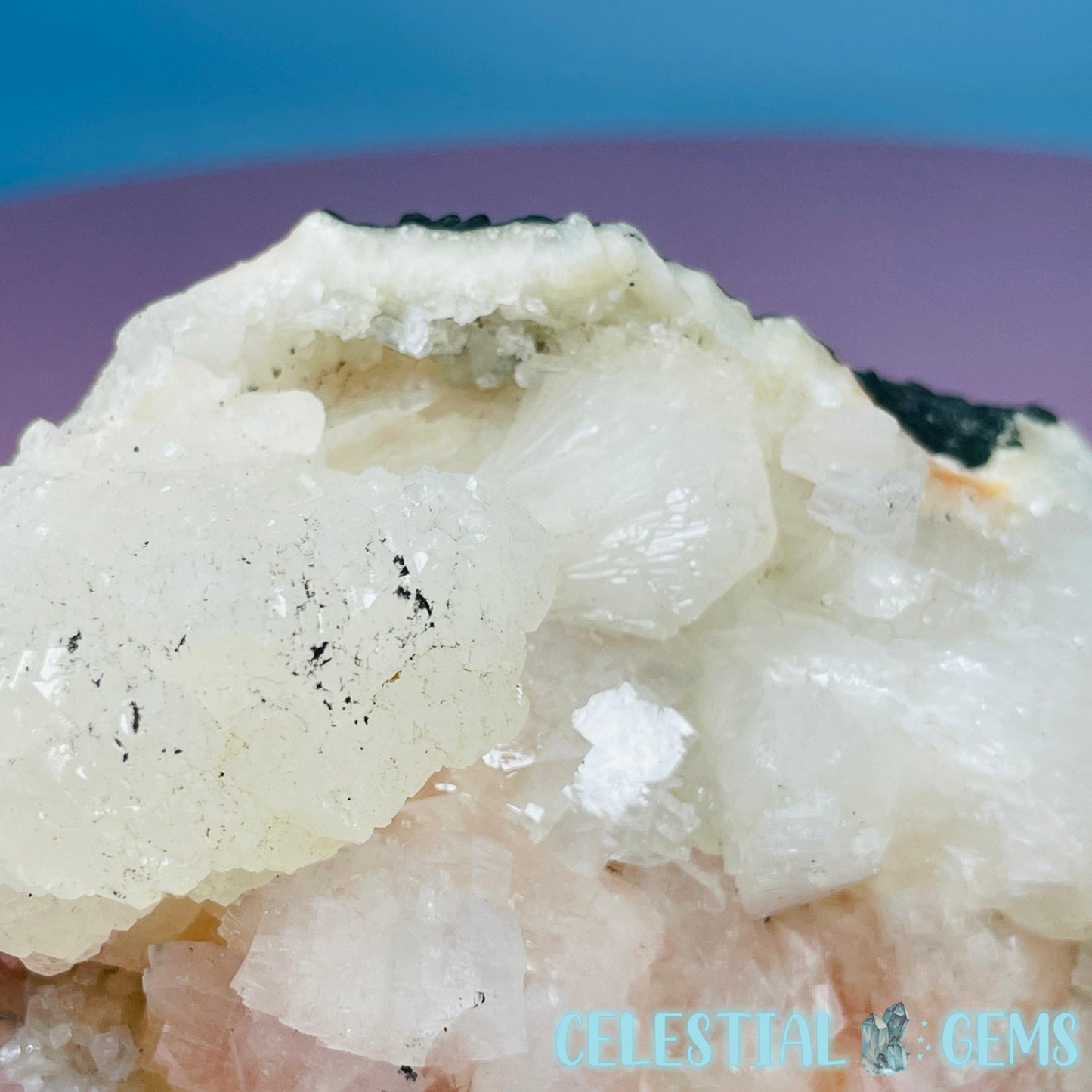 Peach Heulandite + White Stilbite Cluster Geode Medium Freeform