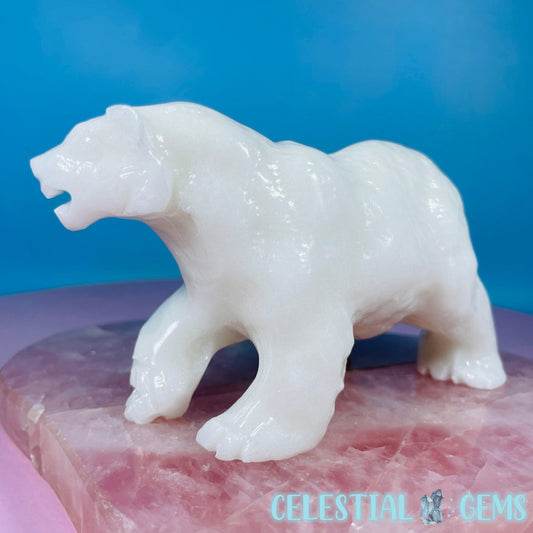White Jade Polar Bear Medium Carving