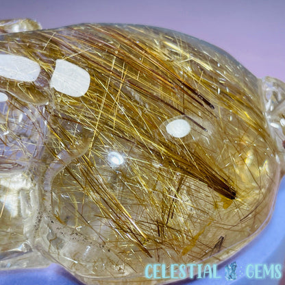 AAA Grade Gold Rutilated Quartz 'Pixiu' Dragon Frog Medium Carving (Video)