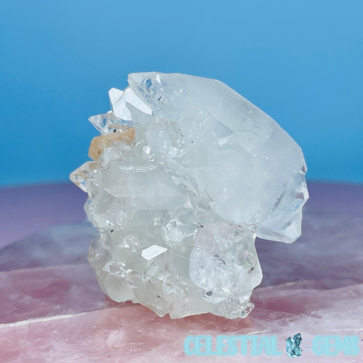 A Grade Diamond Apophyllite + Peach Stilbite Small Cluster