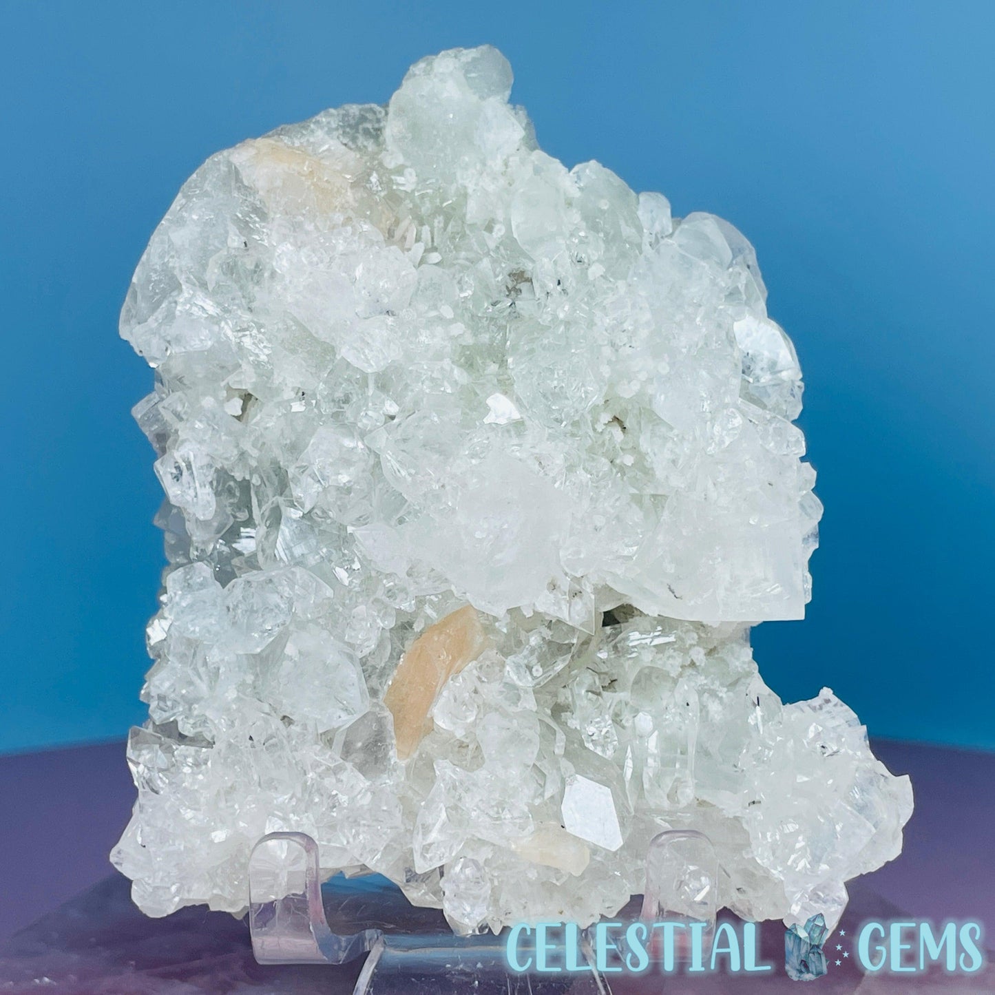 A Grade Diamond Apophyllite + Peach Stilbite Medium Cluster