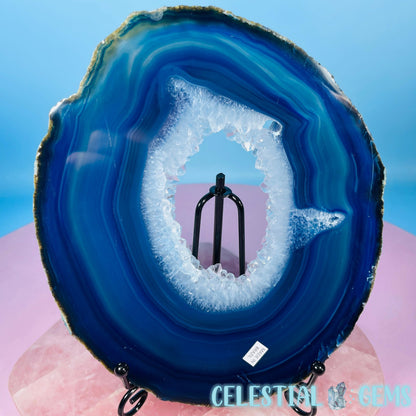 Druzy Blue Dyed Agate Large Polished Slice