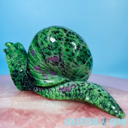 Ruby in Zoisite Snail Large Carving