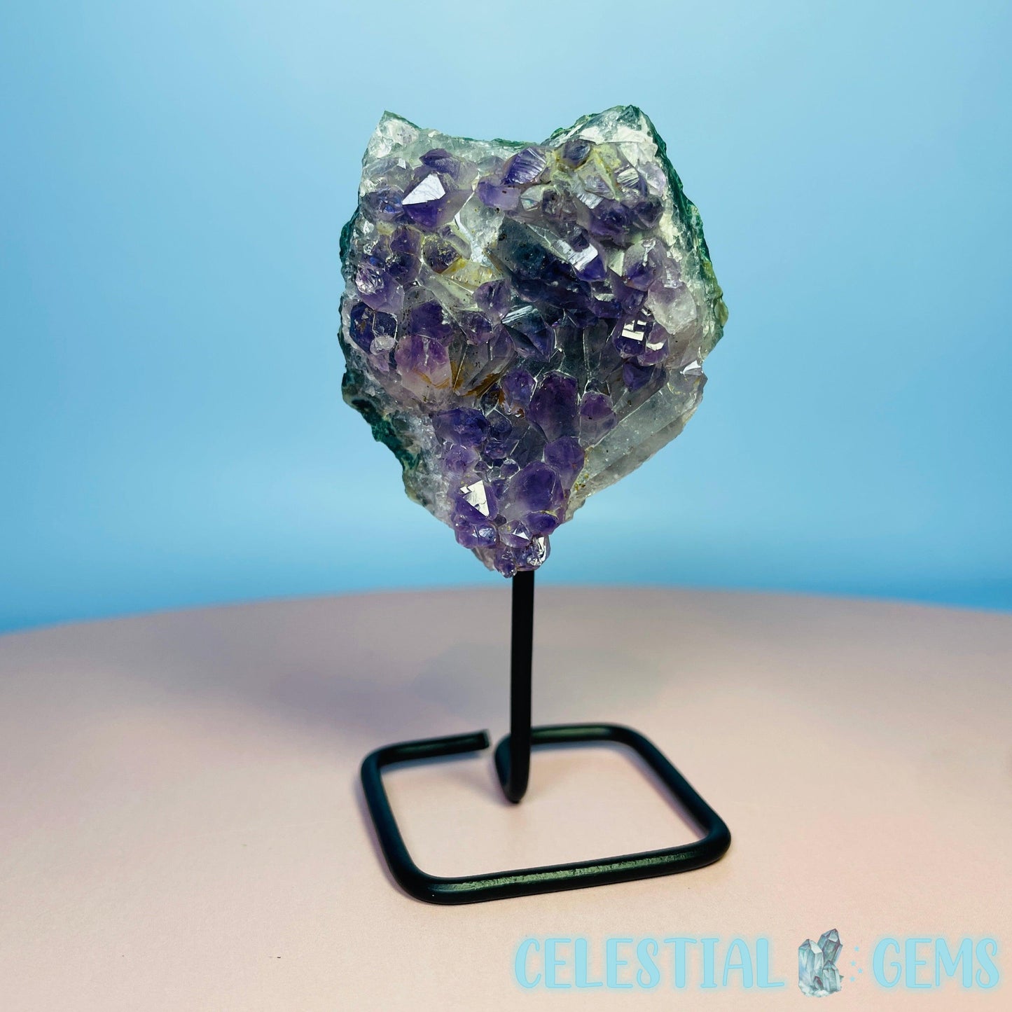 Amethyst Small Cluster on Metal Stand