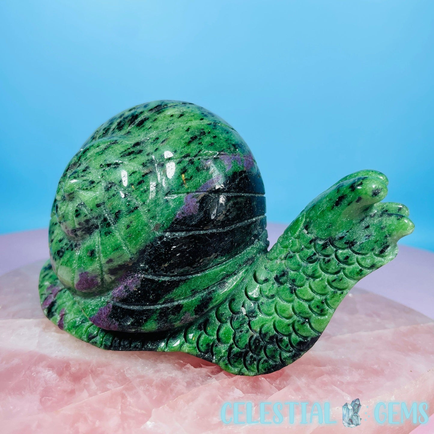 Ruby in Zoisite Snail Large Carving