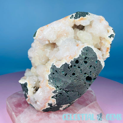 Peach Heulandite + Calcite Cluster Geode Standing Large Freeform