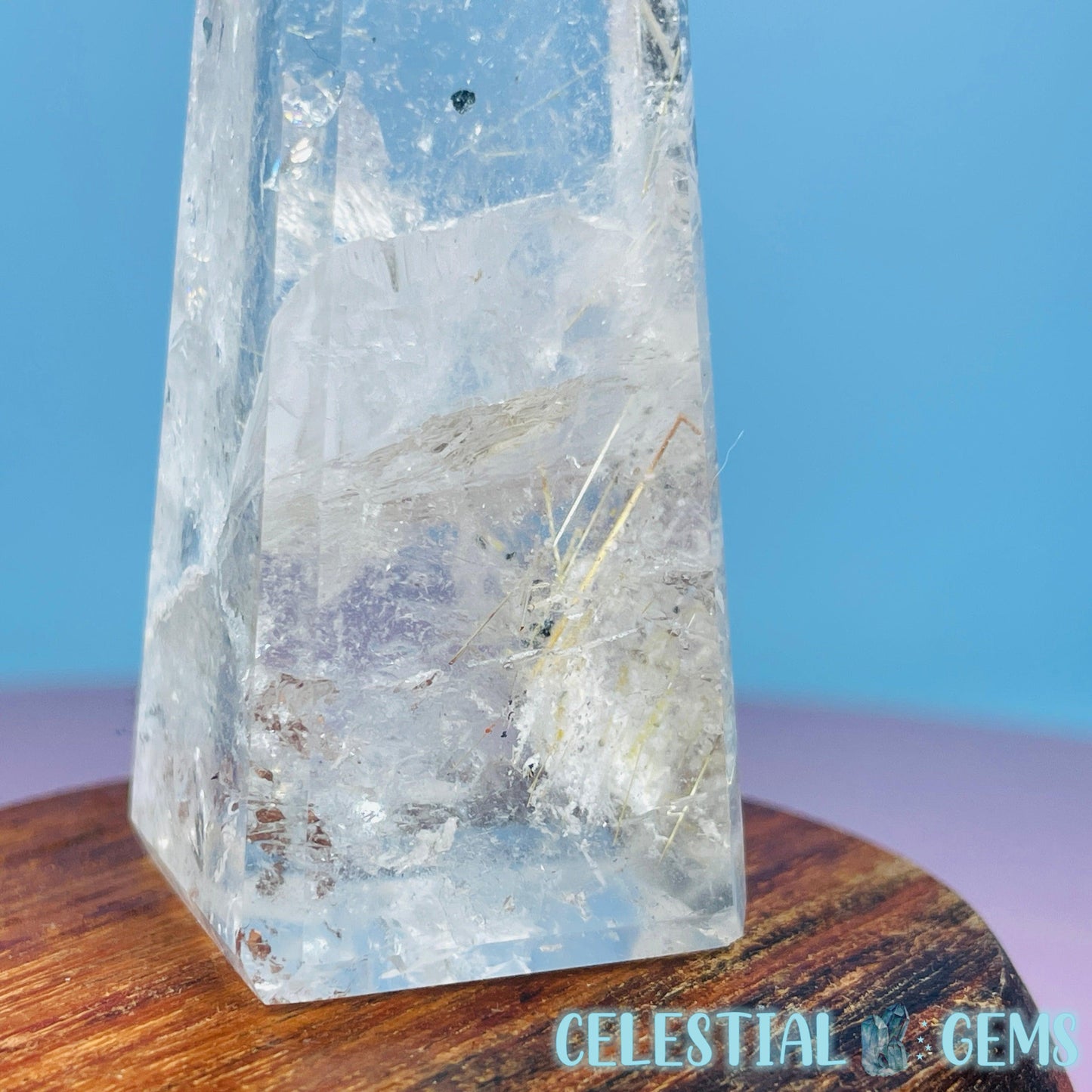 Rutilated Clear Quartz Small Obelisk Tower