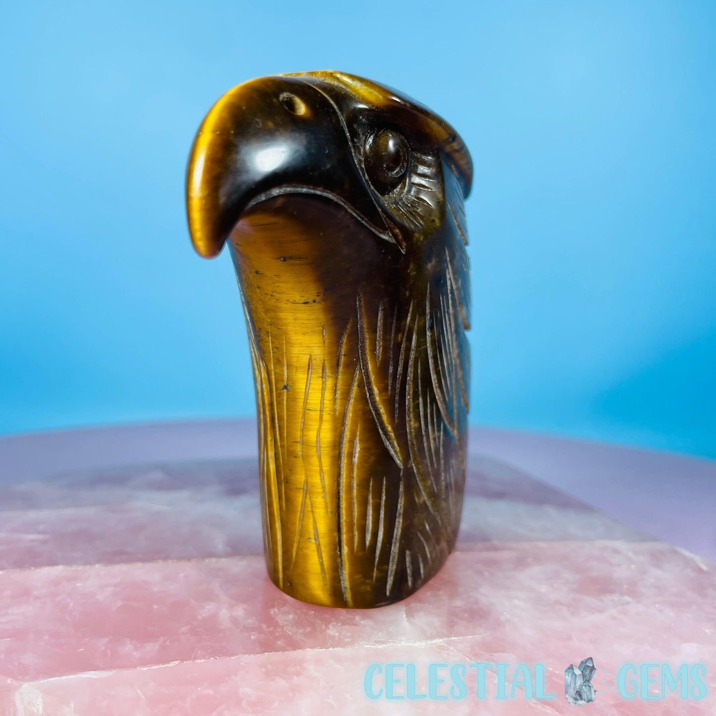 Tigers Eye Eagle Bird Medium Carving (Video)